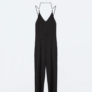 ZARA BLACK LONG TAILORED STRAPPY JUMPSUIT SIZE S